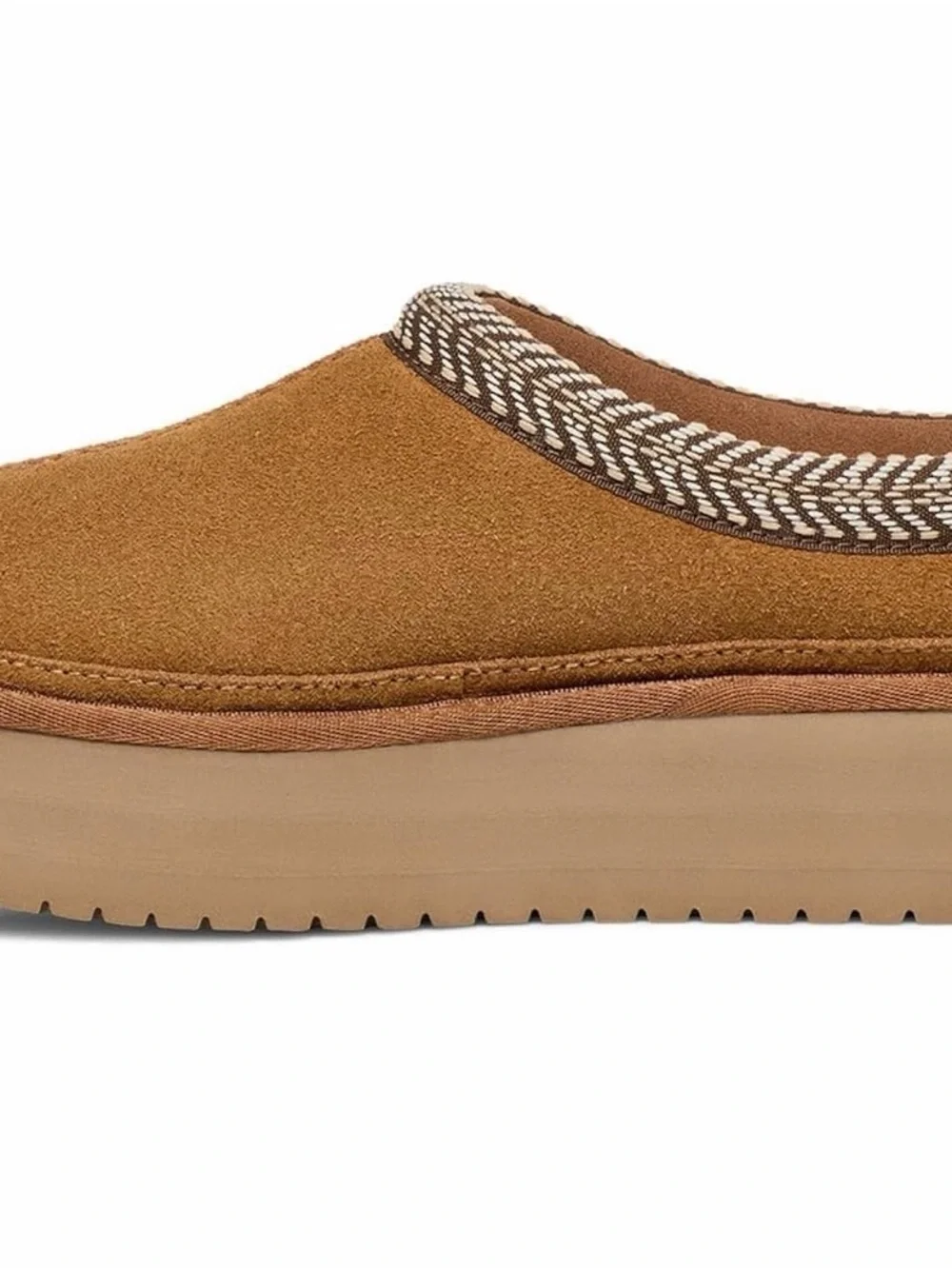 Koolaburra Chestnut Suede Platform Mule with Woven Trim New!